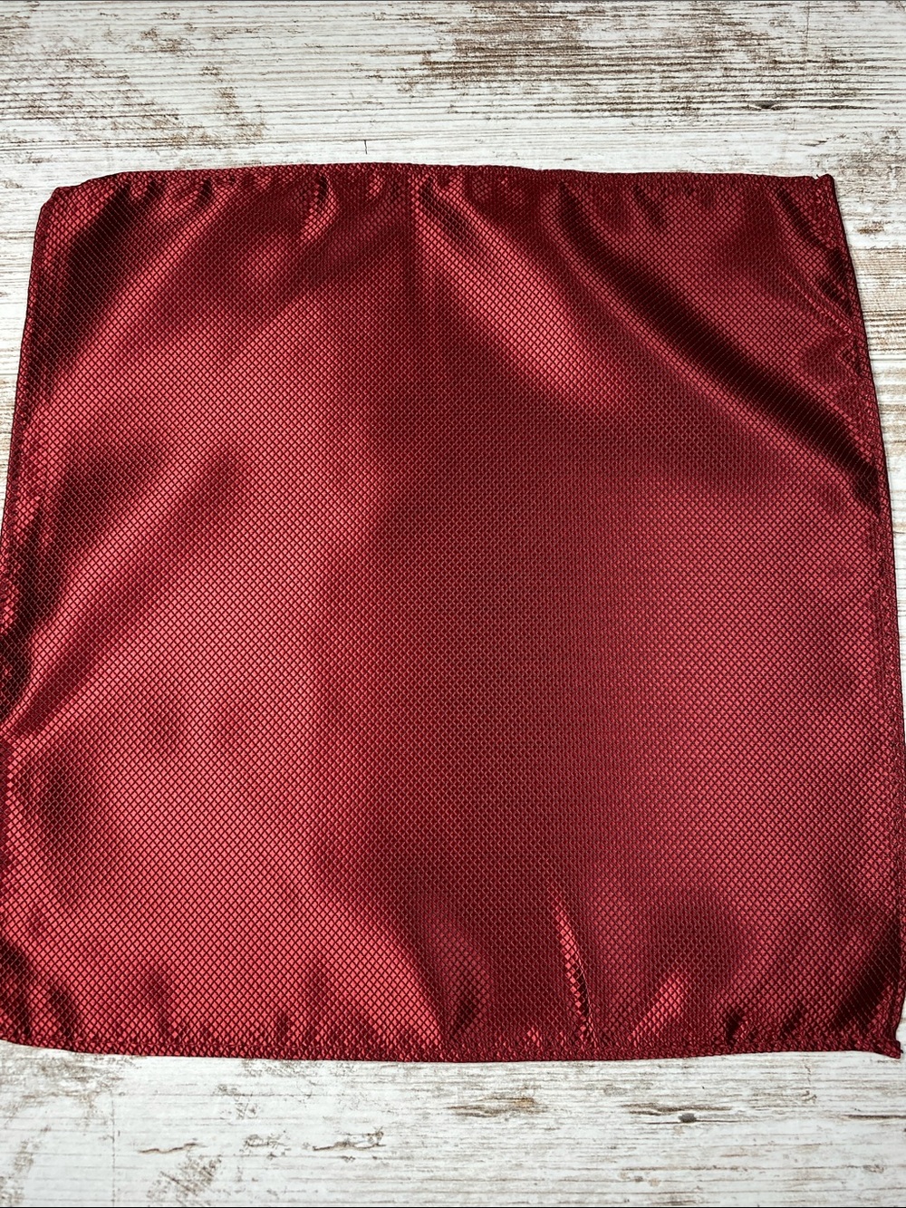 Red Pocket Square Men’s Silk Blend Handkerchief Solid Textured Formal